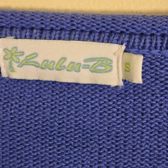 Lulu B Blue 3/4 Sleeve Oversized Scoop Neck Lagonlook Sustainable Sweater Size S - Picture 4 of 5